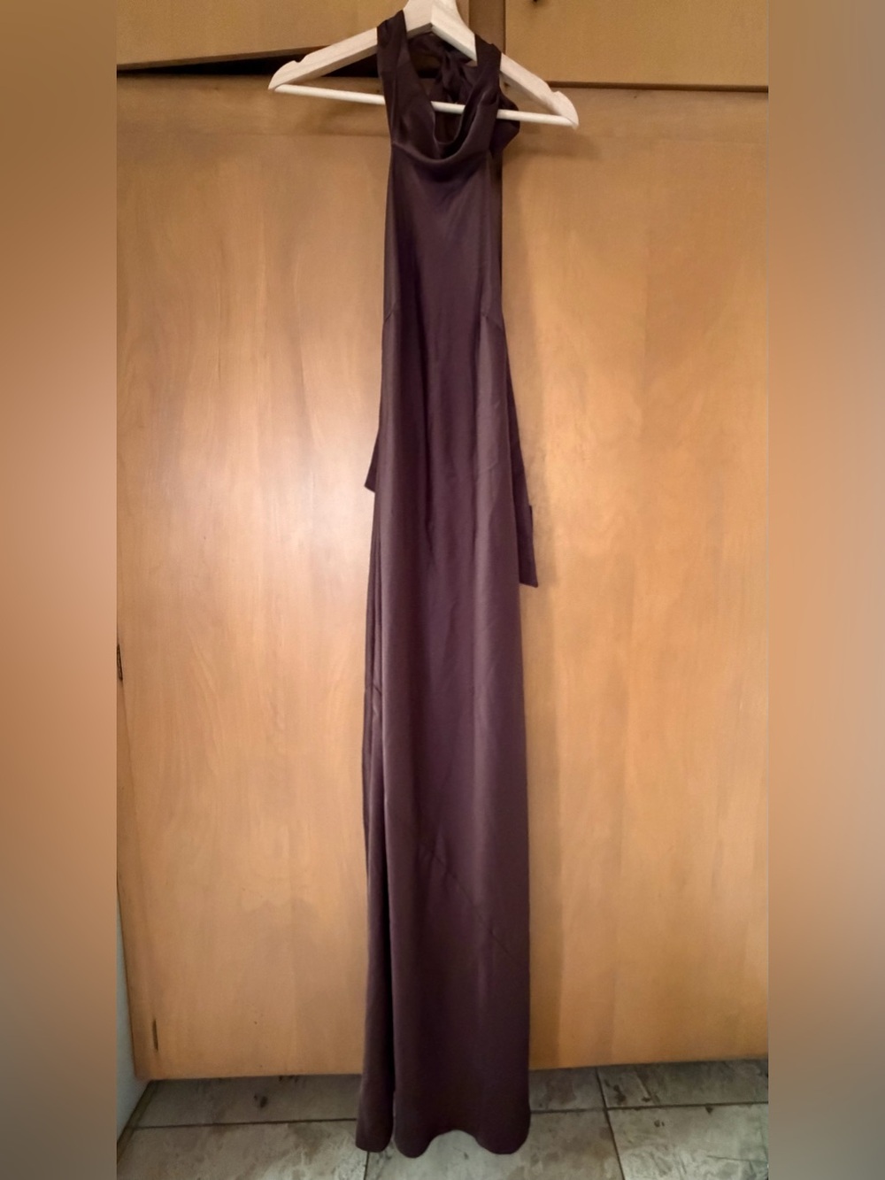 Show Me Your MuMu Lisa Maxi Dress - Chocolate Luxe Satin Size Small - Picture 4 of 7